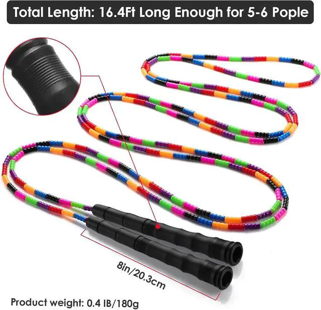 Alt view image 3 of 5 - Double Dutch Jump Rope Long Jump Rope 16 FT 1 Pack/2 Pack, Adjustable Soft Beaded Diy Jump Rope for Kids Adult Long Enough for 5-6 Jumpers