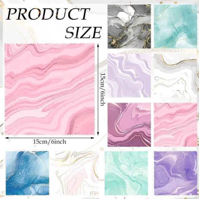 Alt view image 2 of 7 - Sinmoe 20 Pcs Microfiber Cleaning Cloth Cute Marble Design Microfiber Cloth Soft Gifts Multicolor Glasses Cleaner Wipes for Eyeglasses Camera Lens Cell Phone Screens Glasses, 6 x 6 Inches
