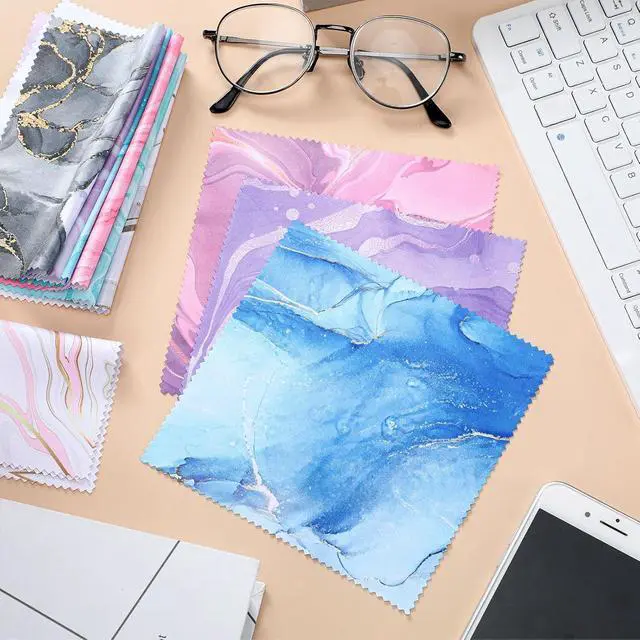 Alt view image 7 of 7 - Sinmoe 20 Pcs Microfiber Cleaning Cloth Cute Marble Design Microfiber Cloth Soft Gifts Multicolor Glasses Cleaner Wipes for Eyeglasses Camera Lens Cell Phone Screens Glasses, 6 x 6 Inches