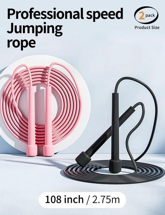 Alt view image 2 of 7 - uvbws2Pack Exercise Jump Rope - With Plastic Handle, Anti Wrap PVC Long Jump Rope Set - Suitable for Men's and Women's Fitness Activities