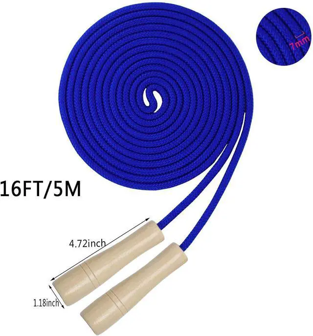 Alt view image 2 of 7 - 16 FT Long Jump Rope for Kids, Adjustable Double Dutch Skipping Rope with Wooden Handle, Multiplayer Team Jumping Rope for Outdoor Fun, School Sport, Party Game, Birthday Gift