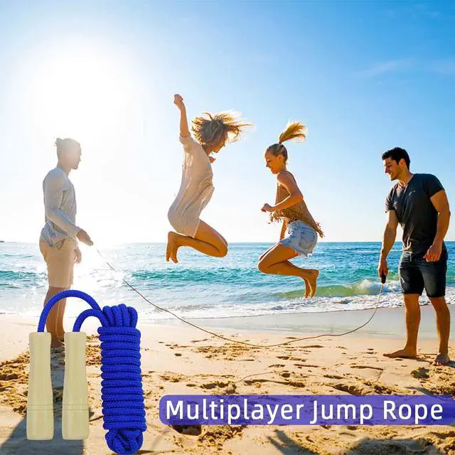 Alt view image 6 of 7 - 16 FT Long Jump Rope for Kids, Adjustable Double Dutch Skipping Rope with Wooden Handle, Multiplayer Team Jumping Rope for Outdoor Fun, School Sport, Party Game, Birthday Gift