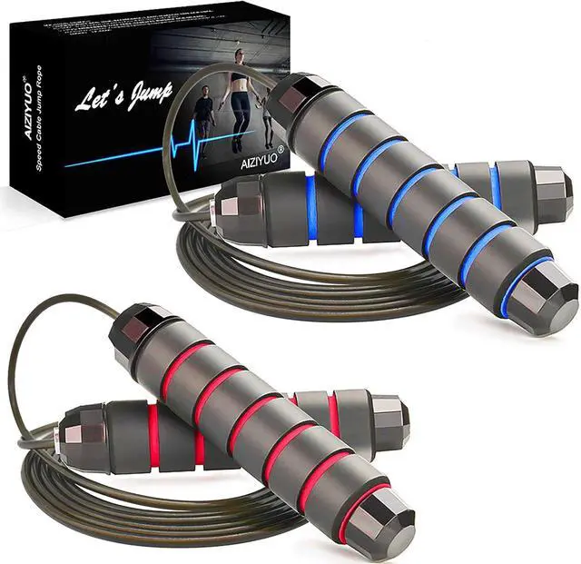 Main image of Jump Rope, Ball Bearings Tangle-Free Rapid Speed Cable Skipping Rope, Adjustable Jumping Ropes for Men, Women and Kids - 2 Pack