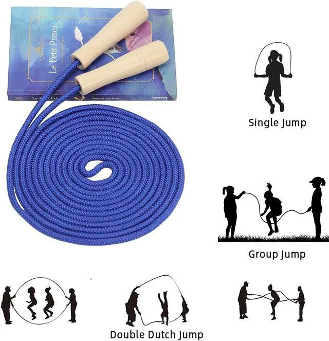 Alt view image 7 of 7 - 16 FT Long Jump Rope for Kids, Adjustable Double Dutch Skipping Rope with Wooden Handle, Multiplayer Team Jumping Rope for Outdoor Fun, School Sport, Party Game, Birthday Gift