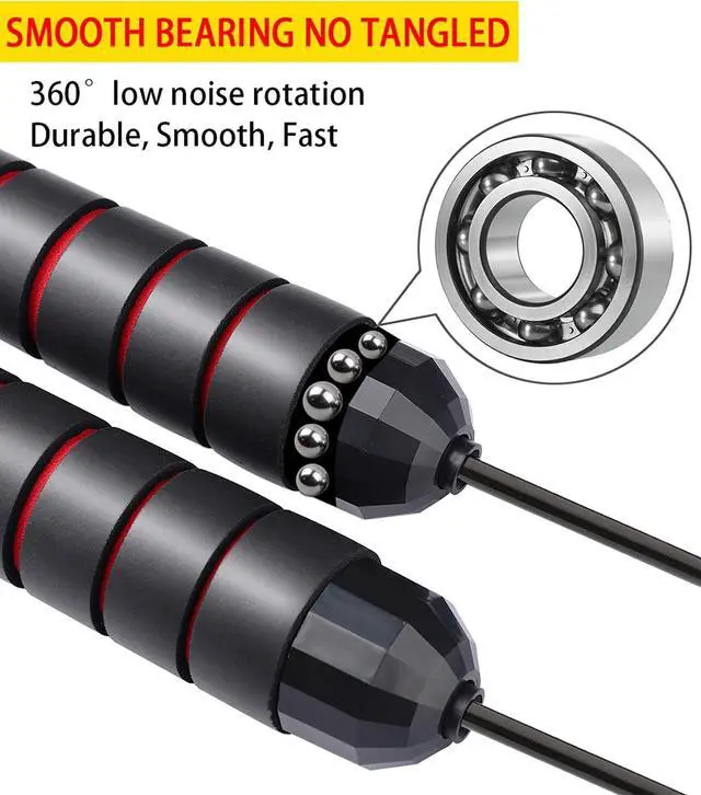Alt view image 2 of 7 - Jump Rope, Ball Bearings Tangle-Free Rapid Speed Cable Skipping Rope, Adjustable Jumping Ropes for Men, Women and Kids - 2 Pack