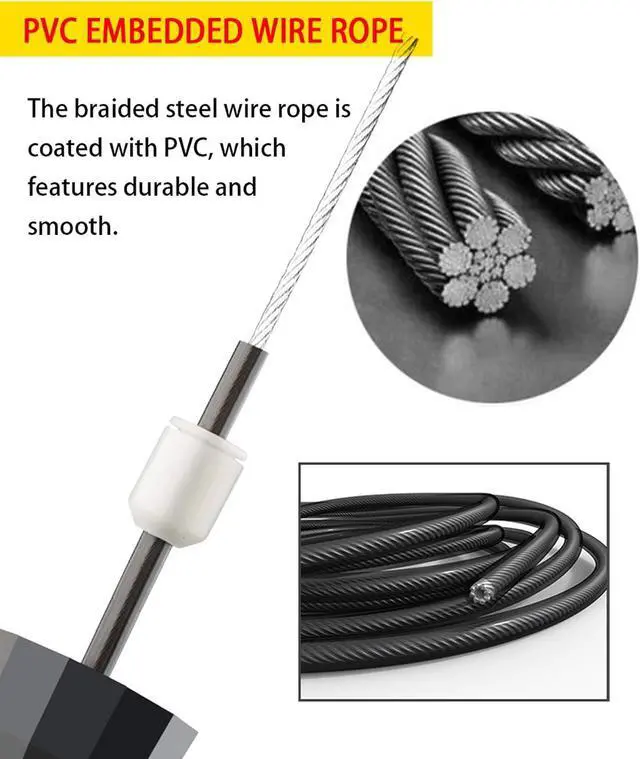 Alt view image 3 of 7 - Jump Rope, Ball Bearings Tangle-Free Rapid Speed Cable Skipping Rope, Adjustable Jumping Ropes for Men, Women and Kids - 2 Pack