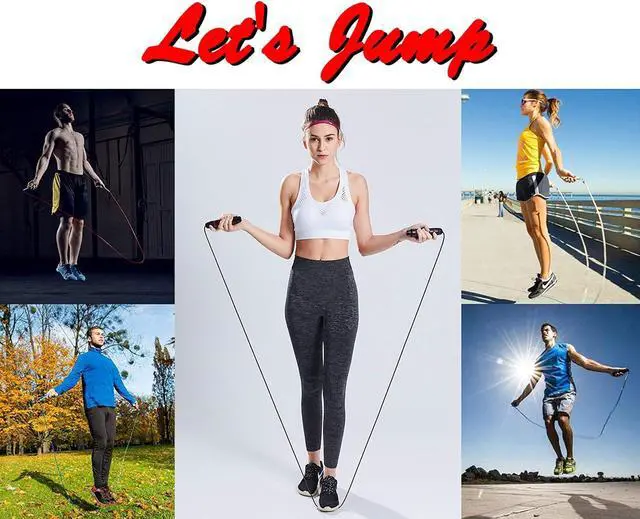 Alt view image 7 of 7 - Jump Rope, Ball Bearings Tangle-Free Rapid Speed Cable Skipping Rope, Adjustable Jumping Ropes for Men, Women and Kids - 2 Pack