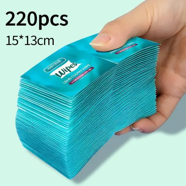 Alt view image 5 of 7 - 220 PCS Lens Wipes for Eyeglasses, Individually Wrapped Pre-moistened Cleaning Wipes, Scratch-Free Streak-Free Formula for Sunglasses Camera Lens Goggles, Portable Optical Wipes (GREEN-Fragrance Free)