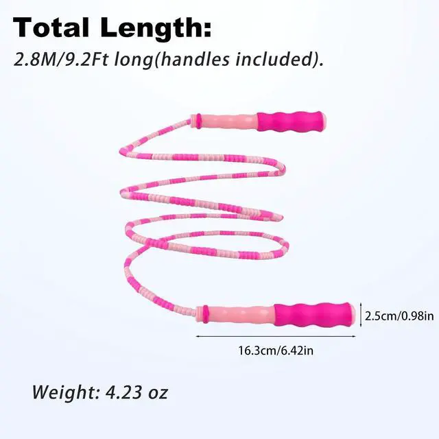 Alt view image 3 of 5 - BIRDDIE Soft Beaded Jump Ropes For Kids, Adoult Fat Burning Fitness | Individual bag for easy storage; Adjustable length; Tangle-free segmented;Non-slip handle; Cord length: 240 cm/94.48 inch
