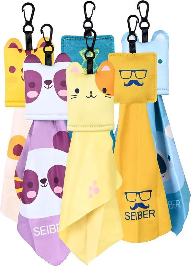 Main image of SEIBER Microfiber Glasses Cleaning Cloth with Pouch,Cute Pattern 6 Pack | Eye Glass Clothes for Eyeglass,Camera Lens,Phone & Screen,with Keychain,Portable for travel, home office and car