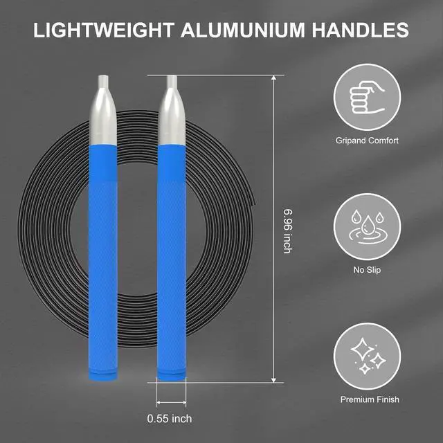 Alt view image 5 of 7 - Speed Jump Rope for Men Women, Fitness Skipping Rope with Aluminium Handle and 2 Ropes, Self-Locking Design Adjustable Jumping Rope for Adult Workout Boxing