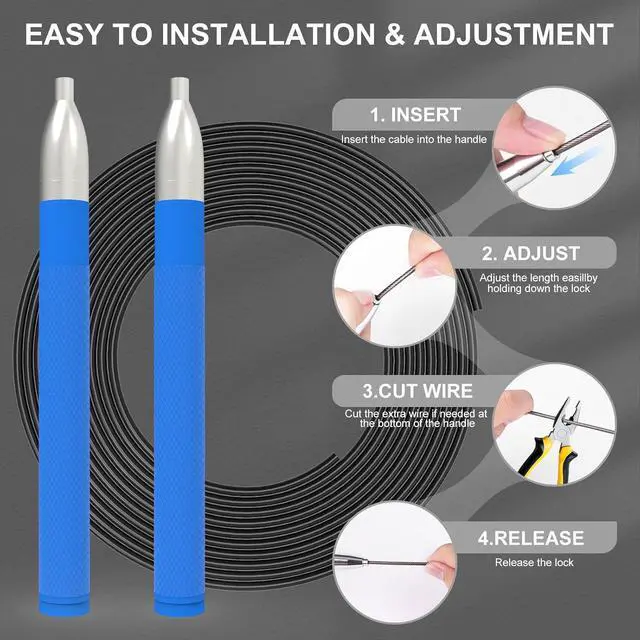 Alt view image 2 of 7 - Speed Jump Rope for Men Women, Fitness Skipping Rope with Aluminium Handle and 2 Ropes, Self-Locking Design Adjustable Jumping Rope for Adult Workout Boxing