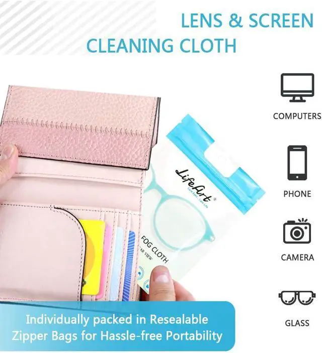 Alt view image 4 of 6 - LifeArt Anti Fog Cloth for Eyeglasses, Microfiber Cleaning Cloth for Screen, Goggles and Ski Masks, Nano Technology, Reusable 700 Times, Safe on All Types of Lens Coating, Streak-Free (5 Pack)