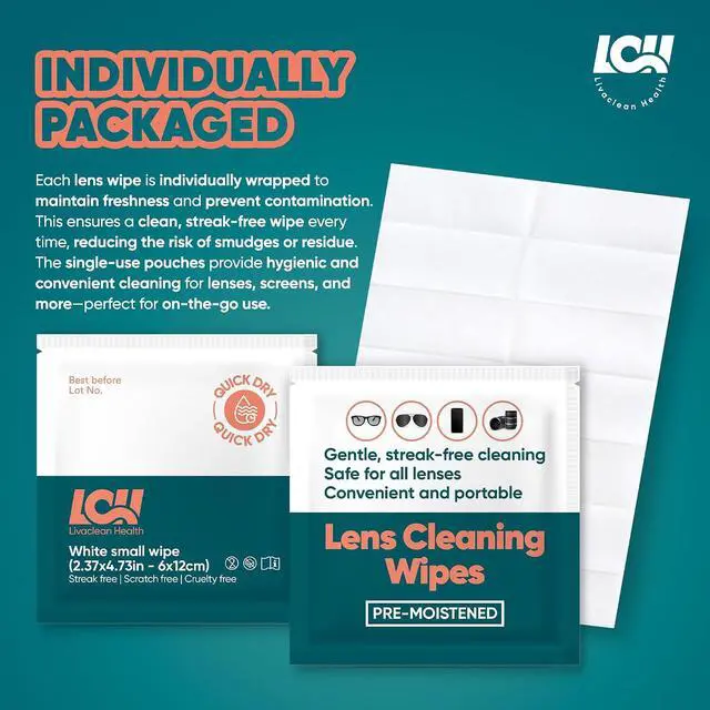 Alt view image 7 of 7 - 250 CT Lens Wipes for Eyeglasses - Pre-Moistened, Individually Wrapped Eye Glasses Cleaner Wipes - Streak-Free & Scratch-Free Glasses Wipes for Sunglasses, Camera Lenses & Phone Screen Wipes