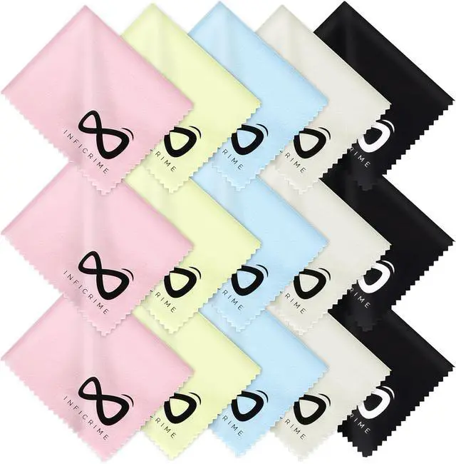 Main image of Microfiber Glasses Cloth 15 Pack (6x7 Inch) - 5 Assorted Colors - Premium Soft Scratch-Free Cleaning for Eyeglasses, Screens, Phone, Camera Lenses & Electronics