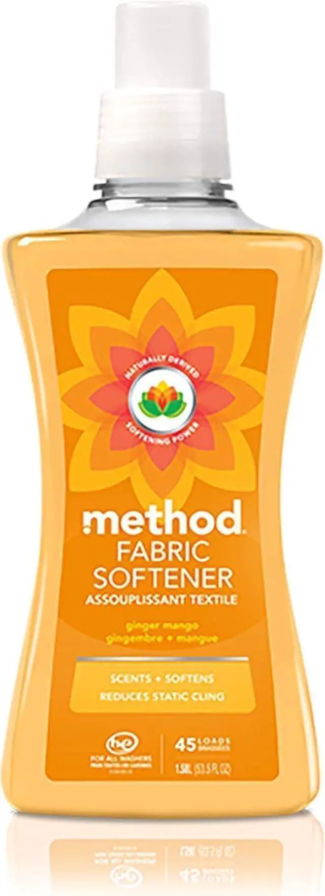 Main image of method Fabric Softener, Ginger Mango, 53.5 Ounces, 45 Loads | Leaves Laundry Freshly Scented and Soft, Reduces Static Cling, 45 Loads per Bottle