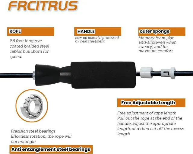 Alt view image 2 of 7 - 9.8 feet Adjustable Tangle-Free jumping rope exercise fitness home adult professional fat burning for fitness and weight loss