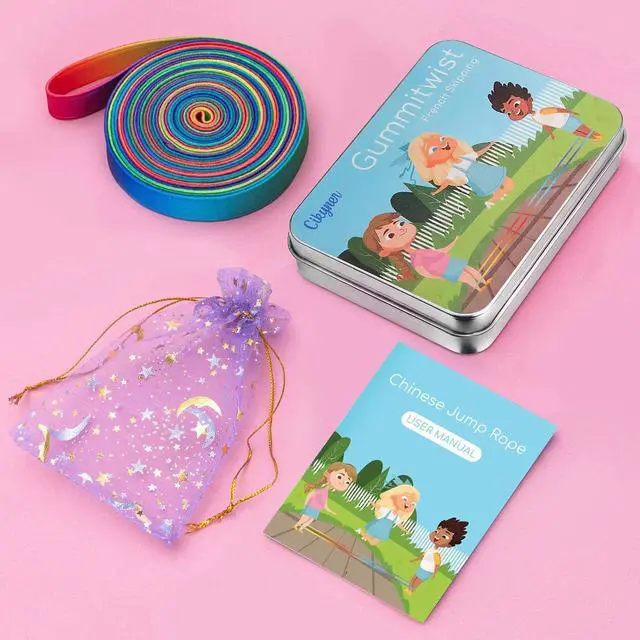 Alt view image 5 of 7 - Cikyner Chinese Jump Rope, 4m Elastic French Skipping with Instructions | 1.5cm Wide Elastic Chinese Ropes Rainbow Band for Indoor and Outdoor Games, Ideal for Gifts for Children on Easter, Birthday