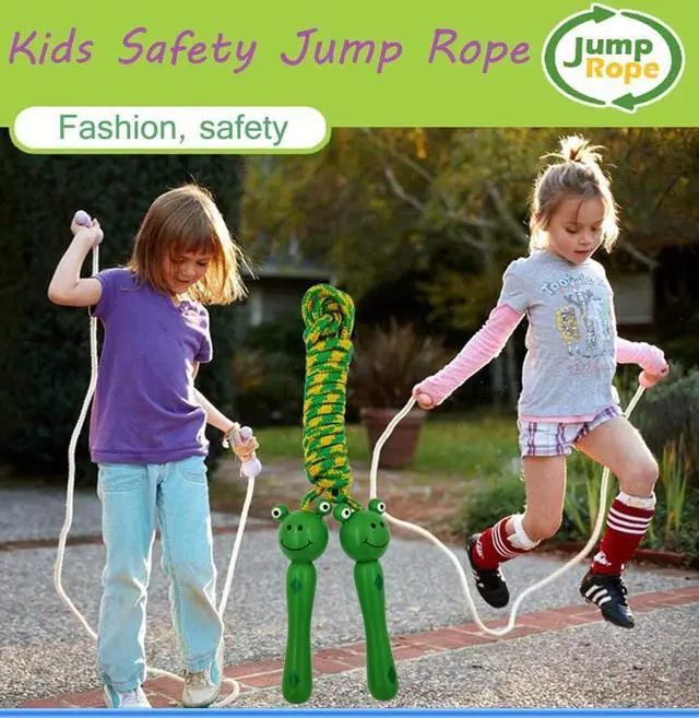 Alt view image 2 of 7 - 4 Pack Jump Rope with Wood Handles for Kids - Skipping Rope Great for Children and Students Outdoor Fun Activity, Party Favor, Recreation and fitness Keeping Fit.