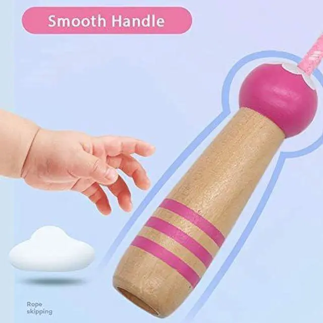 Alt view image 5 of 7 - Jump Rope Kids, 7ft Adjustable Cotton Skipping Rope with Wooden Handle for Boys and Girls Fitness Outdoor Exercise