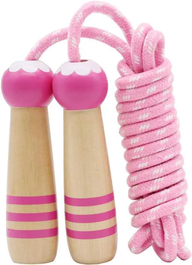 Main image of Jump Rope Kids, 7ft Adjustable Cotton Skipping Rope with Wooden Handle for Boys and Girls Fitness Outdoor Exercise