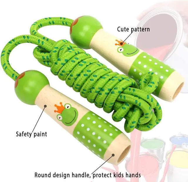 Alt view image 3 of 7 - EGOSKY Jump Rope Kids, 7.2ft Children Adjustable Cotton Skipping Rope with Wooden Handle for Boys Girls Fitness Outdoor Activity