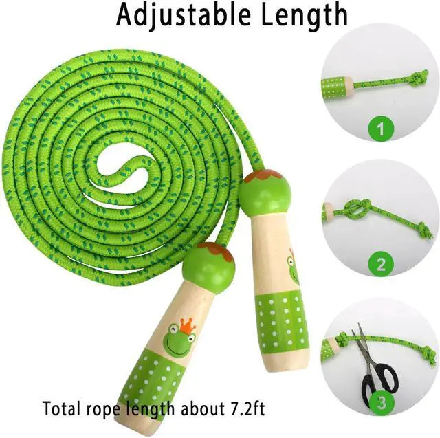 Alt view image 4 of 7 - EGOSKY Jump Rope Kids, 7.2ft Children Adjustable Cotton Skipping Rope with Wooden Handle for Boys Girls Fitness Outdoor Activity