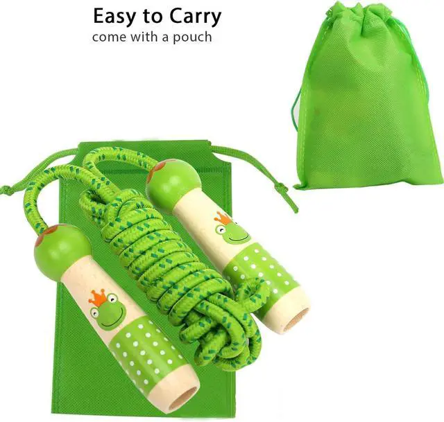 Alt view image 6 of 7 - EGOSKY Jump Rope Kids, 7.2ft Children Adjustable Cotton Skipping Rope with Wooden Handle for Boys Girls Fitness Outdoor Activity