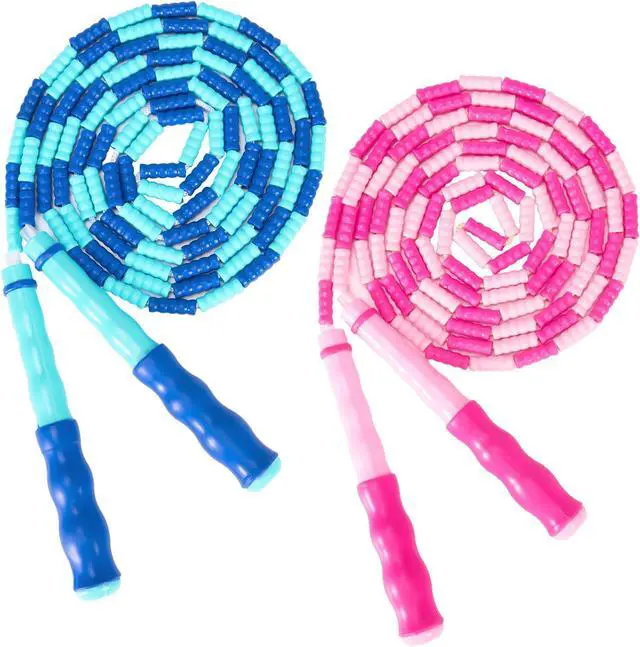 Main image of 2 Pack Jump Rope for Kids, Adjustable Tangle-Free Soft Beaded Skipping Rope, Segmented Soft Beaded Skipping Rope, 9.2 FT Segmented Jumping Rope, Fitness Workout Exercise for Kids, Man, and Women