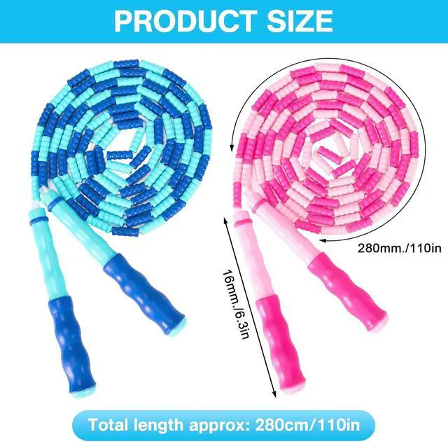 Alt view image 4 of 7 - 2 Pack Jump Rope for Kids, Adjustable Tangle-Free Soft Beaded Skipping Rope, Segmented Soft Beaded Skipping Rope, 9.2 FT Segmented Jumping Rope, Fitness Workout Exercise for Kids, Man, and Women