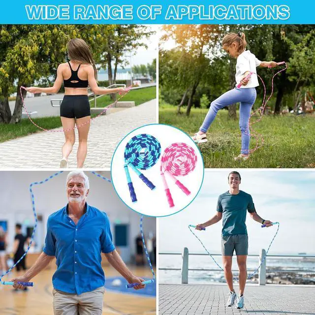 Alt view image 7 of 7 - 2 Pack Jump Rope for Kids, Adjustable Tangle-Free Soft Beaded Skipping Rope, Segmented Soft Beaded Skipping Rope, 9.2 FT Segmented Jumping Rope, Fitness Workout Exercise for Kids, Man, and Women