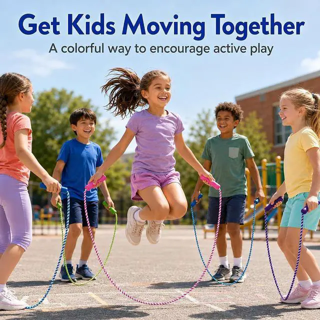 Alt view image 2 of 7 - GiftExpress Adjustable Size Colorful Jump Rope for Kids and Teens - Outdoor Indoor Fun Games Skipping Rope Exercise Fitness Activity and Party Favor