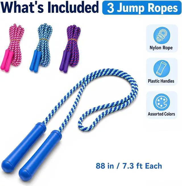 Alt view image 3 of 7 - GiftExpress Adjustable Size Colorful Jump Rope for Kids and Teens - Outdoor Indoor Fun Games Skipping Rope Exercise Fitness Activity and Party Favor