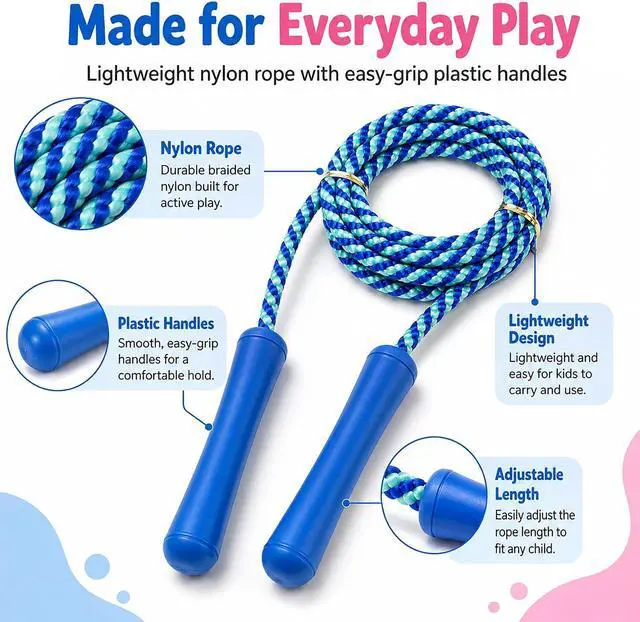 Alt view image 4 of 7 - GiftExpress Adjustable Size Colorful Jump Rope for Kids and Teens - Outdoor Indoor Fun Games Skipping Rope Exercise Fitness Activity and Party Favor