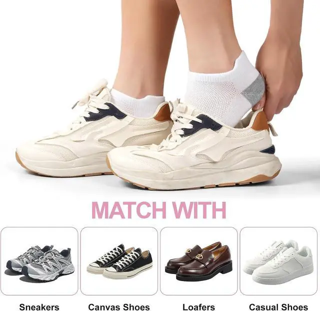 Alt view image 6 of 7 - 8 Pairs Ankle Socks for Women, Low Cut No Show Athletic Socks | Heel Tab, Arch Support, Size 6-8 / 9-11, Lightweight Breathable Running Gym Workout, Sneakers, Trainers, Casual shoes