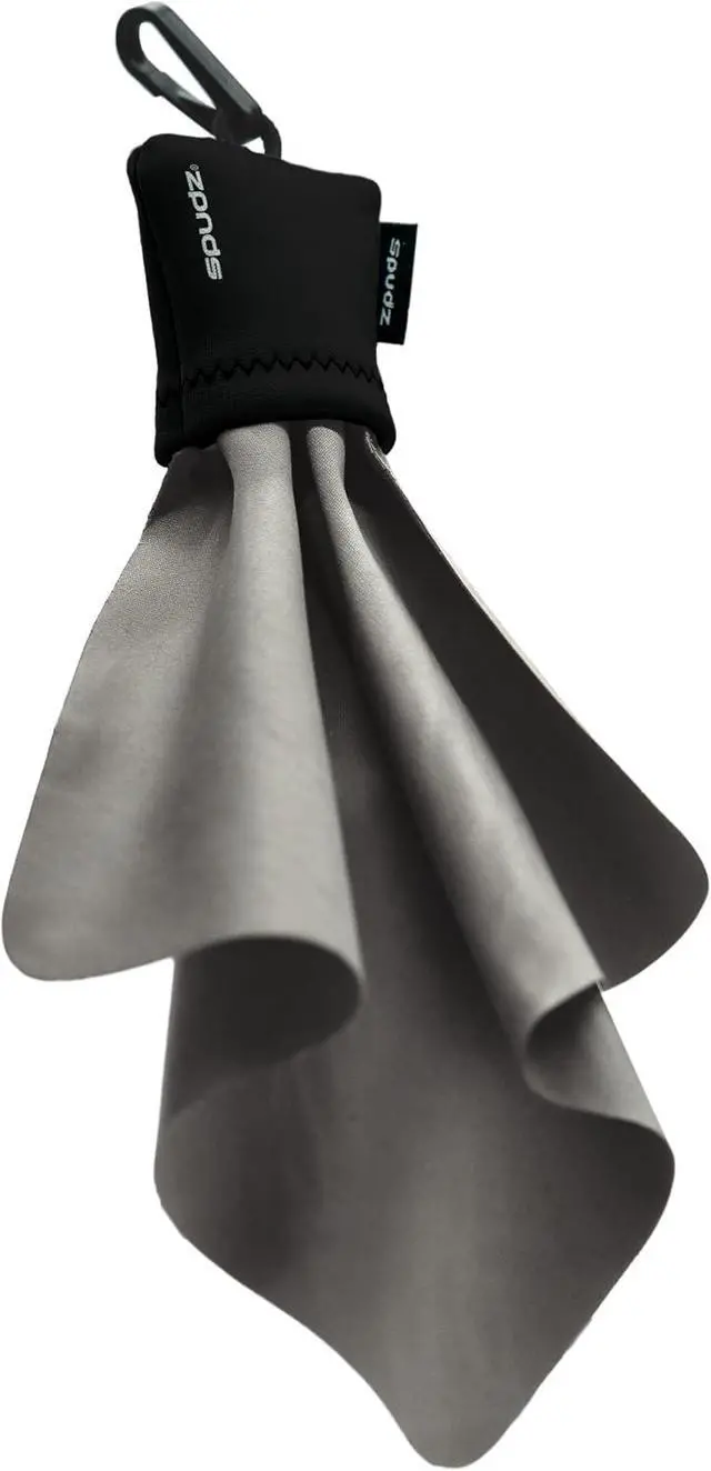 Alt view image 6 of 6 - SPUDZ Classic Microfiber Lens Cleaner Clip-On Pouch, Washable for Binoculars, Scopes, Glasses, Screens | Classic | Black, 6 x 6 Inch