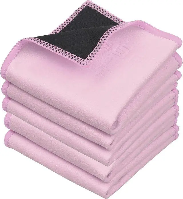 Main image of Eco-Fused Microfiber Cleaning Cloths Double-Sided - 5 Pack - 6.6 x 6.2 inch - Microfiber and Suede Cloth for Smartphones, LCD TV, Tablets, Laptop Screens, Camera Lenses (Pink)