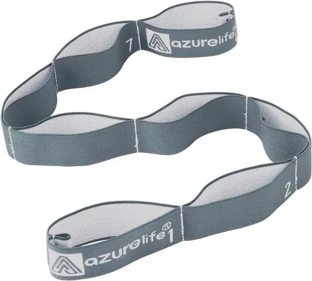 Main image of A AZURELIFE Elastic Yoga Stretching Strap, Multi-Loop Stretch Strap for Physical Therapy, Pilates, Yoga, Dance & Gymnastics Exercise and Flexible Pilates Stretch Band