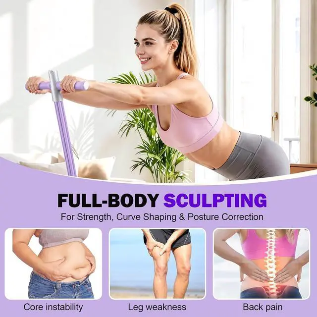 Alt view image 5 of 7 - Upgraded Foot Pedal Resistance Band with Handle, 6-Tube Elastic Resistance Bands for Home Workout, Multifunction Exercise Equipment for Abdomen, Core/ABS, Waist, Arm, Leg