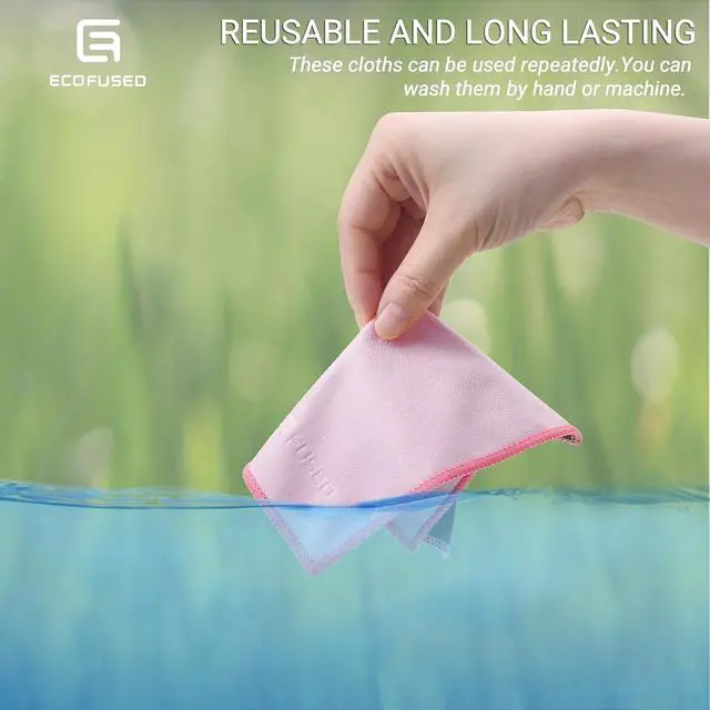 Alt view image 4 of 7 - Eco-Fused Microfiber Cleaning Cloths Double-Sided - 5 Pack - 6.6 x 6.2 inch - Microfiber and Suede Cloth for Smartphones, LCD TV, Tablets, Laptop Screens, Camera Lenses (Pink)
