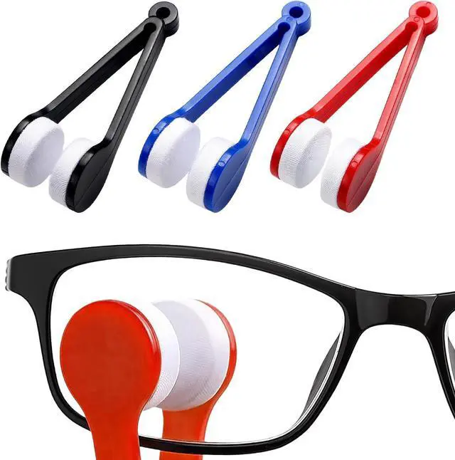 Main image of 3PCS Mini Eyeglass Cleaner Brush, Portable Microfiber Sunglasses Cleaner Clip(Black Blue Red)