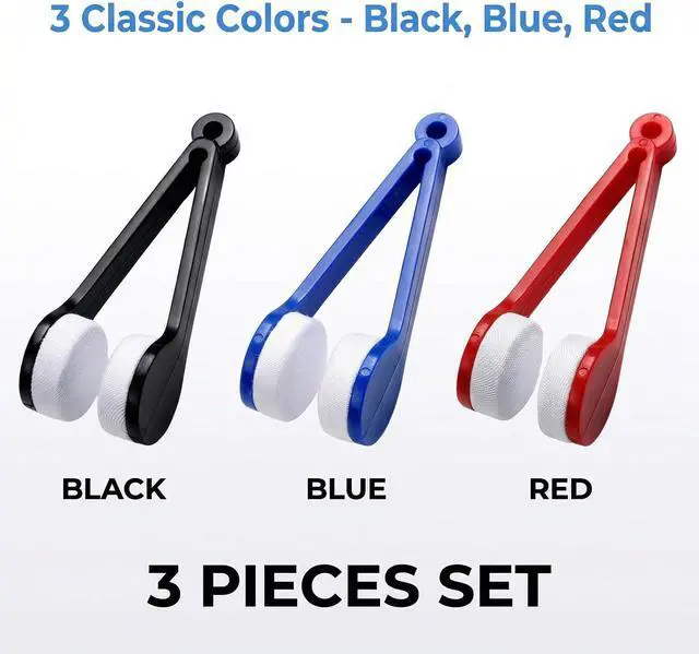 Alt view image 2 of 7 - 3PCS Mini Eyeglass Cleaner Brush, Portable Microfiber Sunglasses Cleaner Clip(Black Blue Red)