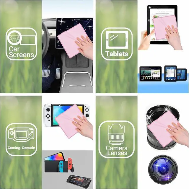 Alt view image 6 of 7 - Eco-Fused Microfiber Cleaning Cloths Double-Sided - 5 Pack - 6.6 x 6.2 inch - Microfiber and Suede Cloth for Smartphones, LCD TV, Tablets, Laptop Screens, Camera Lenses (Pink)