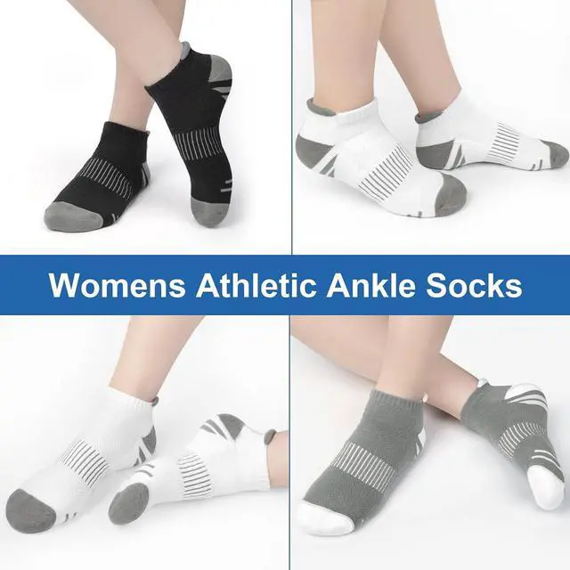 Alt view image 2 of 7 - YSense Ankle Socks for Women 5 Pairs | Low Cut, Arch Suppprt, Casual Athletic Running Socks, Cotton Breathable Moisture Wicking, for Hiking Workout