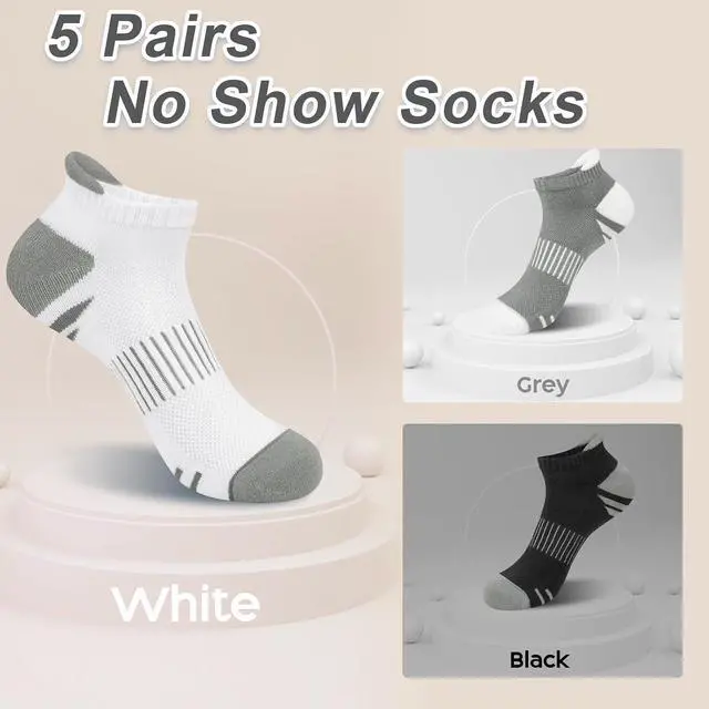 Alt view image 3 of 7 - YSense Ankle Socks for Women 5 Pairs | Low Cut, Arch Suppprt, Casual Athletic Running Socks, Cotton Breathable Moisture Wicking, for Hiking Workout