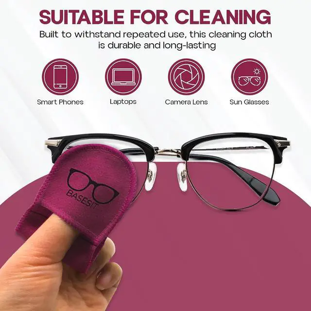 Alt view image 4 of 7 - Finger Grip Eyeglass Cleaner (4 Pack) Premium Microfiber Glasses Cleaning Cloth for Eyeglasses, Sunglasses, Phone Screen & Camera Lens (Rose/Green)