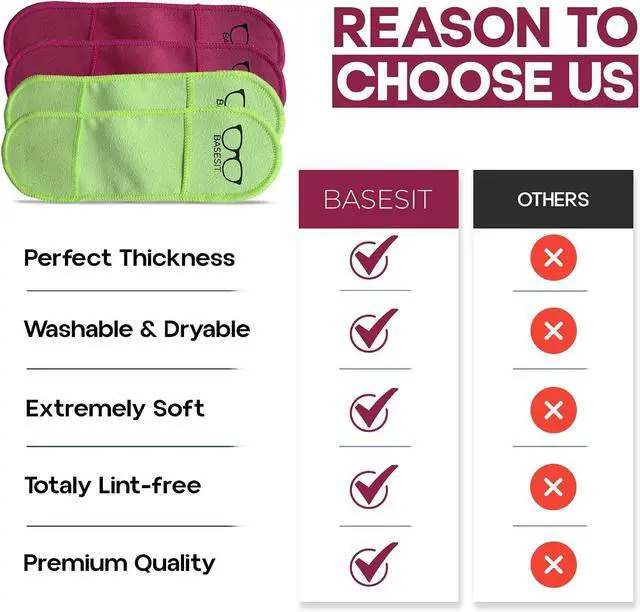 Alt view image 5 of 7 - Finger Grip Eyeglass Cleaner (4 Pack) Premium Microfiber Glasses Cleaning Cloth for Eyeglasses, Sunglasses, Phone Screen & Camera Lens (Rose/Green)