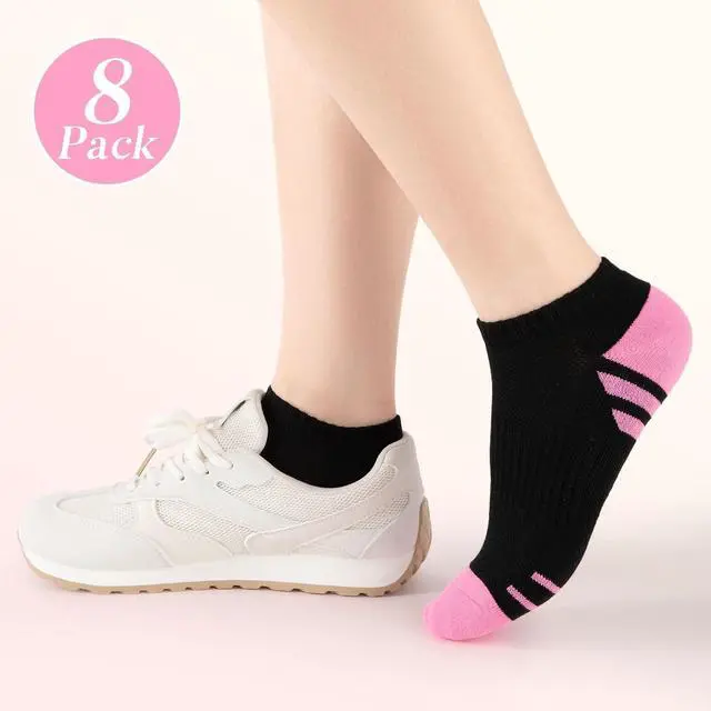 Alt view image 2 of 7 - eallco 8 Pairs Womens Ankle Socks Running Athletic Short Low Cut Socks with Cushioned Sole