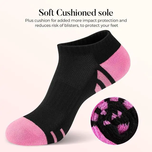 Alt view image 6 of 7 - eallco 8 Pairs Womens Ankle Socks Running Athletic Short Low Cut Socks with Cushioned Sole