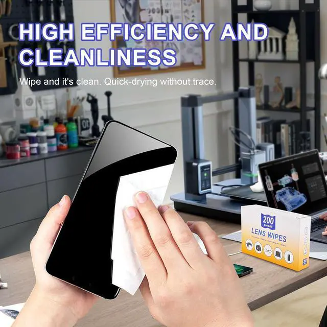 Alt view image 4 of 7 - Lens Wipes for Eyeglasses,Eyeglass erasers are packed separatelyGlasses cleaner for cleaning glasses, camera lenses, sunglasses, mobile phone screens, goggles, etc. (200 pieces)